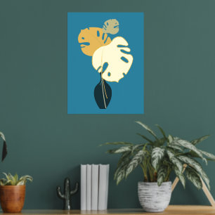 Moderne minimalistische Vase mit großen Blätter Foliendrucke