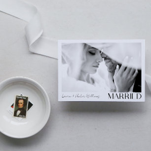 Moderne Minimalistische Verheiratete 2 Foto Script Ankündigung