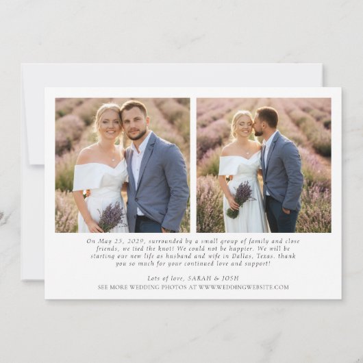 Moderne Minimalistische Verheiratete 3 Foto Script Ankündigung (Rückseite)