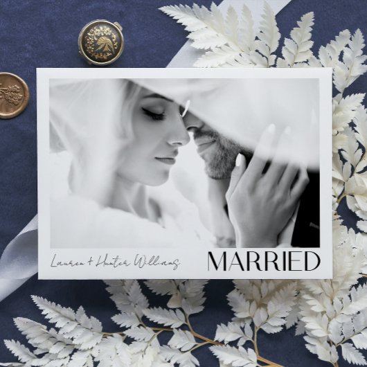 Moderne Minimalistische Verheiratete 3 Foto Script Ankündigung