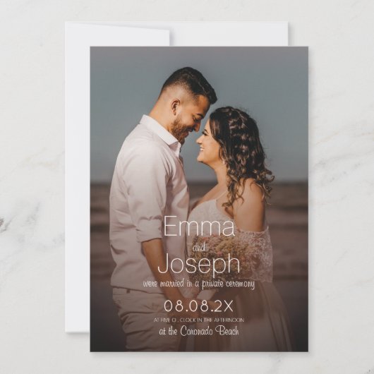 Moderne Minimalistische Verheiratete Foto-Ankündig (Vorderseite)