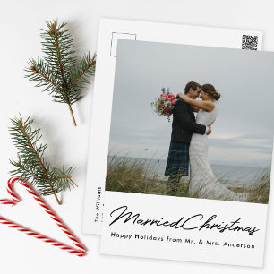 Moderne Minimalistische Verheiratete Weihnachten N Postkarte