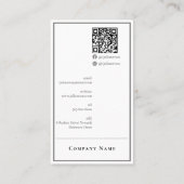 Moderne minimalistische, vertikale, weiße Visitenk Visitenkarte (Rückseite)