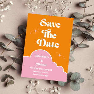Moderne Minimalistische Vibrand Orange und Pink Ho Save The Date