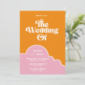 Moderne Minimalistische Vibrand Orange und rosa Ho Einladung (Stehend Vorderseite)