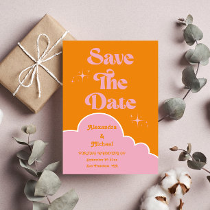 Moderne Minimalistische Vibrand Orange und rosa Ho Save The Date