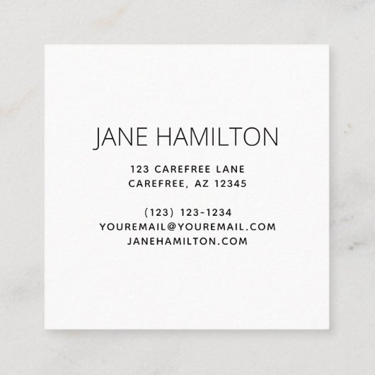 Moderne Minimalistische Visitenkarte (Rückseite)