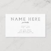 Moderne Minimalistische Visitenkarte (Rückseite)