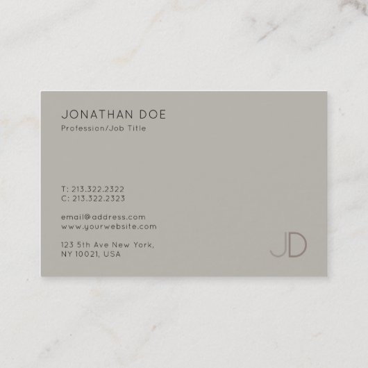 Moderne Minimalistische Vorlage für Monogramm Eleg Visitenkarte (Rückseite)