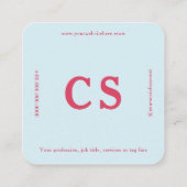 Moderne Minimalistische Vorlage rosa und hellblau Quadratische Visitenkarte (Rückseite)