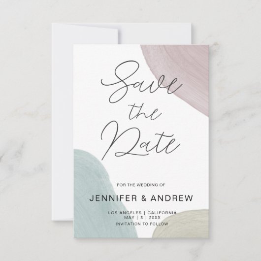 Moderne Minimalistische Wasserfarbe | SAVE THE DAT Einladung (Vorderseite)