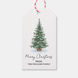 Moderne minimalistische Wasserfarbe Weihnachtsbaum Geschenkanhänger
