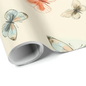 Moderne Minimalistische Wasserfarbenschmetterlinge Geschenkpapier (Rolleneckpunkt)
