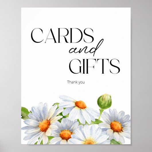 Moderne Minimalistische Watercolol Daisy-Karten un Poster (Vorne)