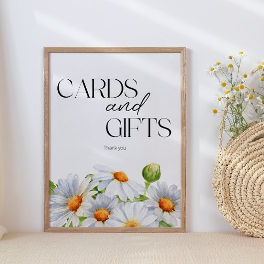 Moderne Minimalistische Watercolol Daisy-Karten un Poster