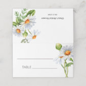 Moderne Minimalistische Watercolol Daisy Wedding Platzkarte (Außenseite Aufgefaltet)