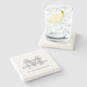 Moderne Minimalistische Wedding Gray Monogram Scri Steinuntersetzer (Seitenansicht)