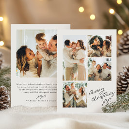 Moderne Minimalistische Weihnachts-5-Foto Collage Feiertagskarte