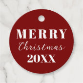 Moderne Minimalistische Weihnachts-Rote Weihnachts Geschenkanhänger (Vorderseite)