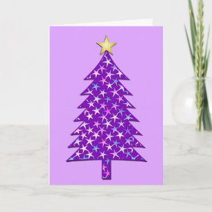 Moderne minimalistische Weihnachtsbaum in lila Ste Feiertagskarte