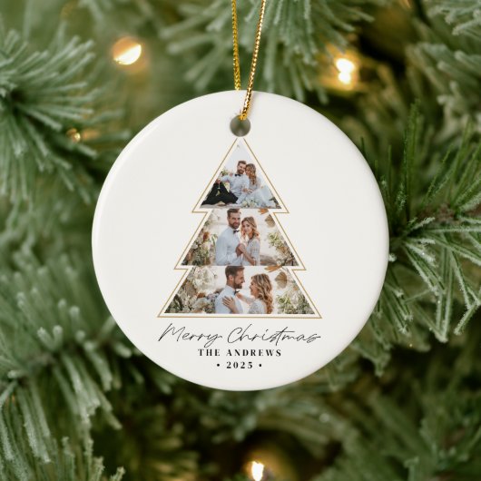 Moderne Minimalistische Weihnachtsbaumfotografie Keramik Ornament (Baum)