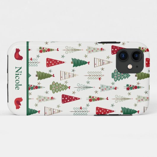 Moderne Minimalistische Weihnachtsbaummuster Rot G Case-Mate iPhone Hülle (Rückseite (Horizontal))