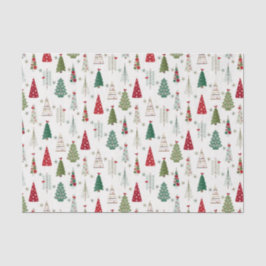 Moderne Minimalistische Weihnachtsbaummuster Rot G Seidenpapier