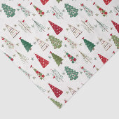 Moderne Minimalistische Weihnachtsbaummuster Rot G Seidenpapier (Ausschnitt)