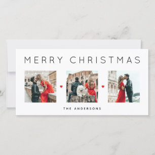 Moderne minimalistische Weihnachtsfamilie mit drei Feiertagskarte