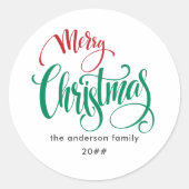 Moderne Minimalistische Weihnachtsfamilie Runder Aufkleber (Vorderseite)