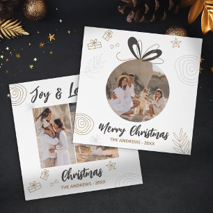 Moderne minimalistische Weihnachtsfamilie Vierer-F Feiertagskarte