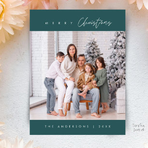 Moderne Minimalistische Weihnachtsfamilienfoto Postkarte