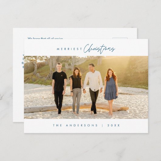 Moderne, Minimalistische Weihnachtsfamilienpost Postkarte (Vorne/Hinten)