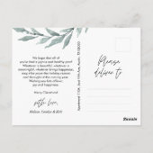 Moderne, Minimalistische Weihnachtsfamilienpost Postkarte (Rückseite)