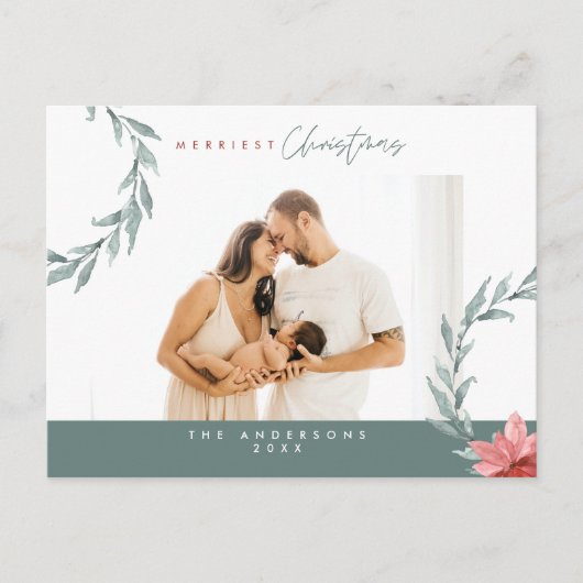 Moderne, Minimalistische Weihnachtsfamilienpost Postkarte (Vorderseite)