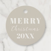 Moderne Minimalistische Weihnachtsfeier Beige Gesc Geschenkanhänger (Vorderseite)