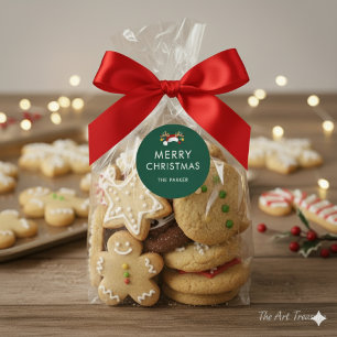 Moderne minimalistische Weihnachtsklasse in kunden Runder Aufkleber