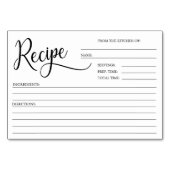 Moderne, Minimalistische, weiße Brautparty-RECIPE- Tischnummer (Vorderseite)