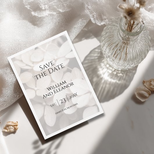 Moderne minimalistische weiße florale Save-The-Dat Save The Date