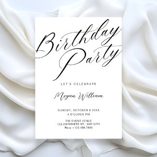 Moderne minimalistische weiße Geburtstags Einladung