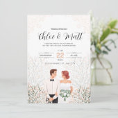 Moderne Minimalistische Weiße Hochzeit Einladung (Stehend Vorderseite)