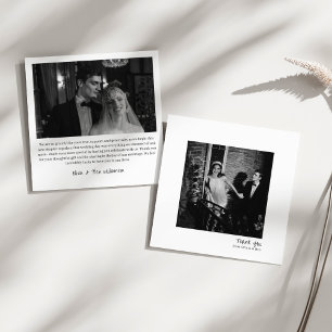 Moderne minimalistische weiße Hochzeit mit handges Dankeskarte