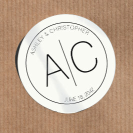 Moderne Minimalistische weiße Hochzeit Runder Aufkleber