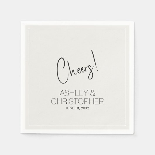 Moderne Minimalistische Weiße Hochzeit Serviette (Vorderseite)