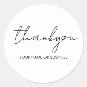 Moderne minimalistische weiße Schriftart Danke Runder Aufkleber
