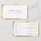 Moderne Minimalistische Weißgoldgrenze Visitenkarte (Vorne/Hinten)
