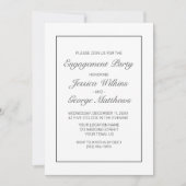 Moderne, Minimalistische Weißschwarze-Engagement-P Einladung (Vorderseite)