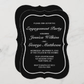 Moderne, Minimalistische Weißschwarze-Engagement-P Einladung (Vorne/Hinten)