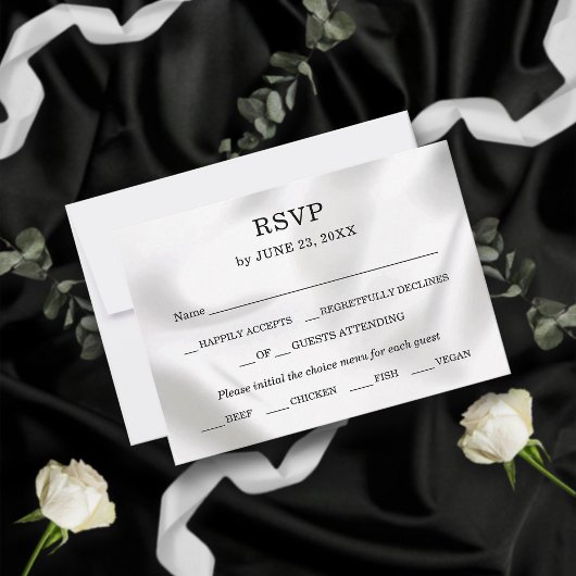 Moderne Minimalistische Weißseide Elegante schicke RSVP Karte