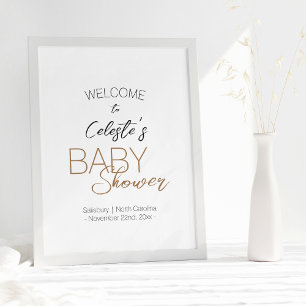 Moderne Minimalistische White Baby Dusche Empfang Poster